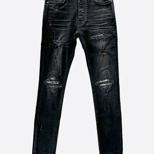 Amiri Aged Black & White Bandana Patch MX1 Jeans